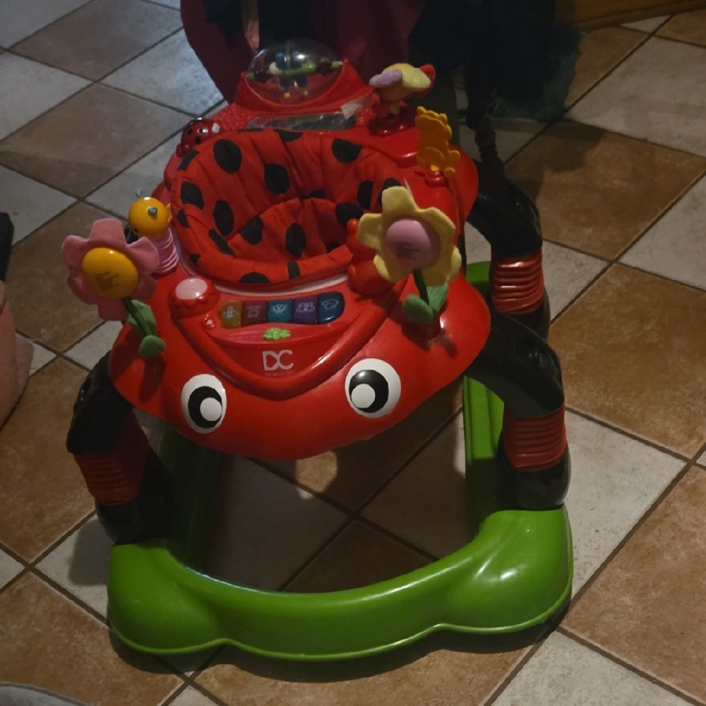 Plush Ladybug Activity Walker in Red and Green - Interactive Learning Toy